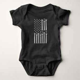 MECHANICS FLAG US FLAG Car Guy Proud Mechanic Romper