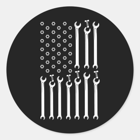 MECHANICS FLAG US FLAG Car Guy Proud Mechanic Ronde Sticker (Voorkant)