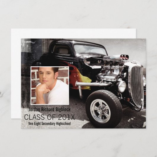 Mechanics Student V8 Emblem Photo Afstudeerder Aankondiging (Voorkant / Achterkant)