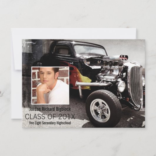 Mechanics Student V8 Emblem Photo Afstudeerder Aankondiging (Voorkant)