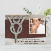 Mechanics Student V8 Emblem Photo Afstudeerder Kaart (Staand voorkant)