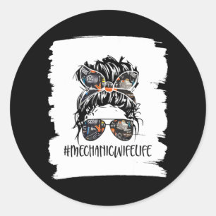Mechanicwifelife Mechanic Wife Life Messine Ronde Sticker
