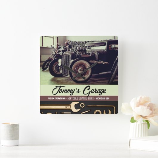 Mechanisch aangepaste motorfiets vierkante klok (Huis)