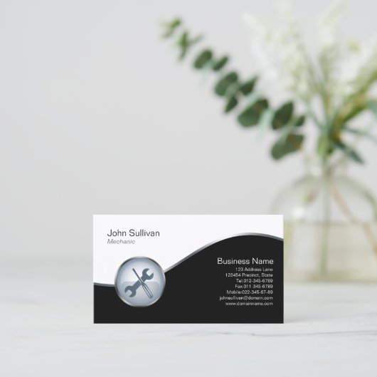 Mechanisch Automotive Transport Elegant Tools Icon Visitekaartje (Staand voorkant)