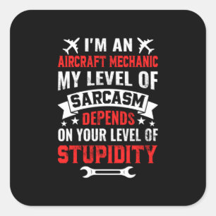 Mechanisch ben ik een Vliegtuig-mechanisme Vierkante Sticker