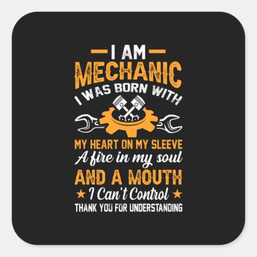 Mechanisch ben ik mechanisch vierkante sticker (Voorkant)