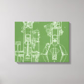 MECHANISCH BLUEPRINT WHITE CUSTOM CANVAS AFDRUK (Voorkant)