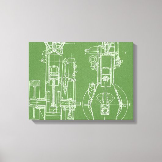 MECHANISCH BLUEPRINT WHITE CUSTOM CANVAS AFDRUK (Voorkant)