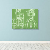 MECHANISCH BLUEPRINT WHITE CUSTOM CANVAS AFDRUK (Insitu (Houten vloer))