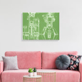 MECHANISCH BLUEPRINT WHITE CUSTOM CANVAS AFDRUK (Insitu (Woonkamer))