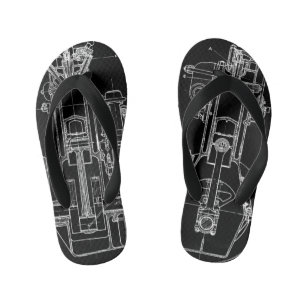 MECHANISCH  BLUEPRINT WHITE CUSTOM KINDER TEENSLIPPERS