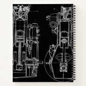 MECHANISCH BLUEPRINT WHITE CUSTOM NOTITIEBOEK (Achterkant)