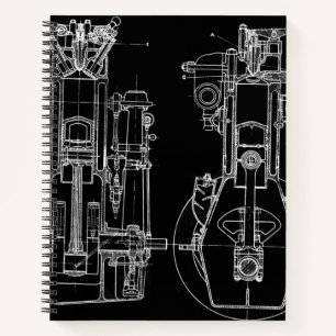 MECHANISCH  BLUEPRINT WHITE CUSTOM NOTITIEBOEK