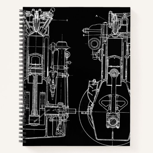 MECHANISCH BLUEPRINT WHITE CUSTOM NOTITIEBOEK (Voorkant)