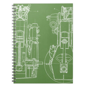MECHANISCH  BLUEPRINT WHITE CUSTOM NOTITIEBOEK