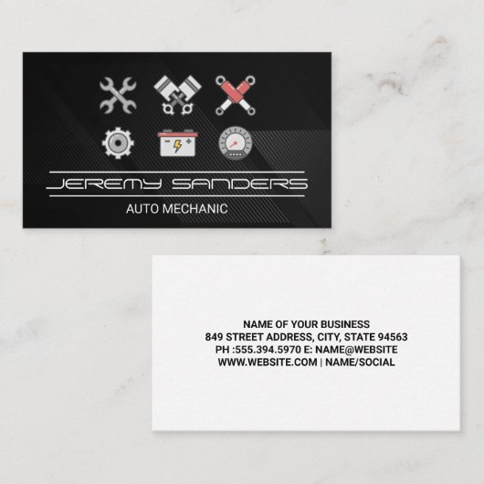 mechanisch gereedschap | Auto reparatie onderdelen Visitekaartje (Voorkant / Achterkant)