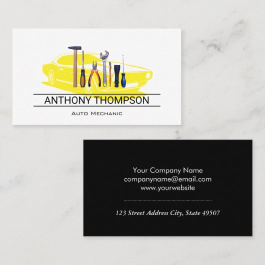 mechanisch gereedschap | spierwagen visitekaartje (Voorkant / Achterkant)