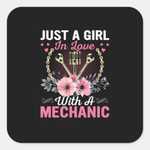 Mechanisch gewoon een meisje in liefde met een mec vierkante sticker