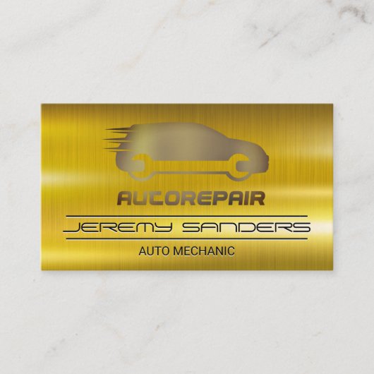 Mechanisch | Goud metaal | Auto-services Visitekaartje (Voorkant)