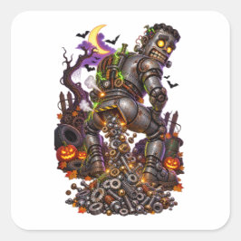 Mechanisch Halloween-monster dat noten en bouten p Vierkante Sticker