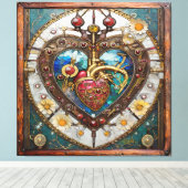 Mechanisch Hart Anatomische Steampunk Serie Canvas Afdruk (Insitu (Houten vloer))
