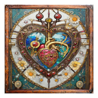 Mechanisch Hart Anatomische Steampunk Serie Foto Afdruk