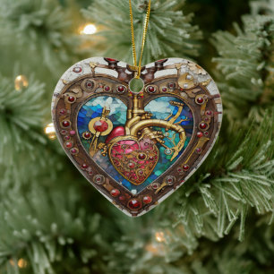 Mechanisch Hart Anatomische Steampunk Serie Keramisch Ornament