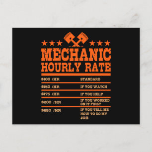 MECHANISCH HOURLY RATE Funny Car Mechanic Rates Ca Briefkaart