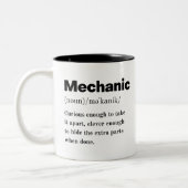 Mechanisch. I Fix Car Funny Misspelling Mechanical Tweekleurige Koffiemok (Links)