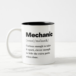 Mechanisch. I Fix Car Funny Misspelling Mechanical Tweekleurige Koffiemok