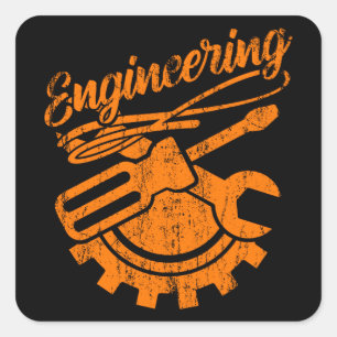 Mechanisch ingenieur Funny Engineering Tools Vierkante Sticker
