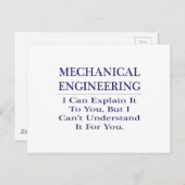 Mechanisch ingenieur Joke .. Leg uit dat u het nie Briefkaart (Voorkant / Achterkant)
