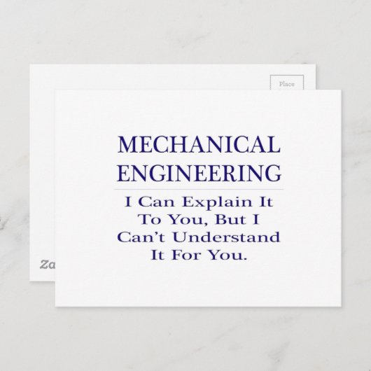 Mechanisch ingenieur Joke .. Leg uit dat u het nie Briefkaart (Voorkant / Achterkant)