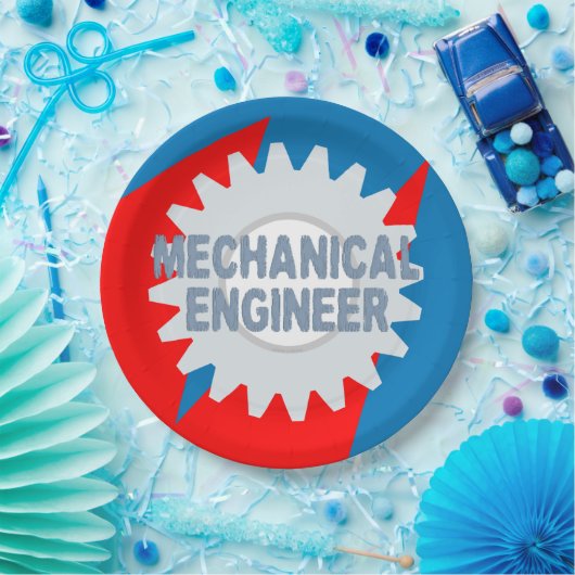 Mechanisch Ingenieur Kleurenblok Papieren Bordje (Feest)