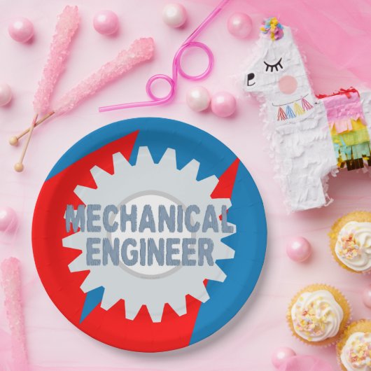 Mechanisch Ingenieur Kleurenblok Papieren Bordje (Feest)