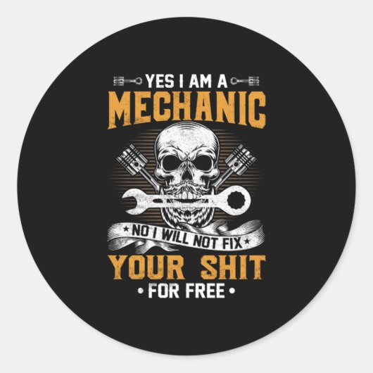 Mechanisch ja, ik ben een mechanisch ronde sticker (Voorkant)