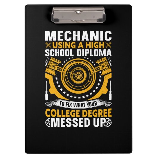 Mechanisch met een middelbaar diploma klembord (Voorkant)