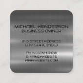 Mechanisch met Moersleutel | Metallic geborsteld Vierkante Visitekaartje (Achterkant)