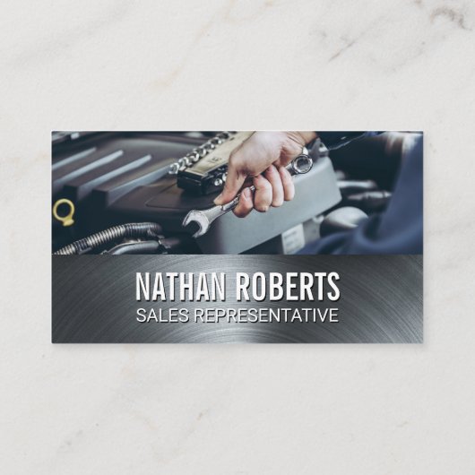 Mechanisch met Moersleutel | Metallisch Visitekaartje (Achterkant)