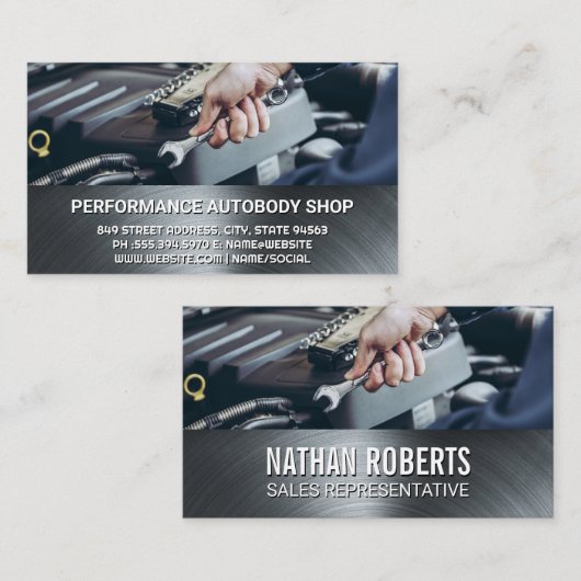 Mechanisch met Moersleutel | Metallisch Visitekaartje (Voorkant / Achterkant)