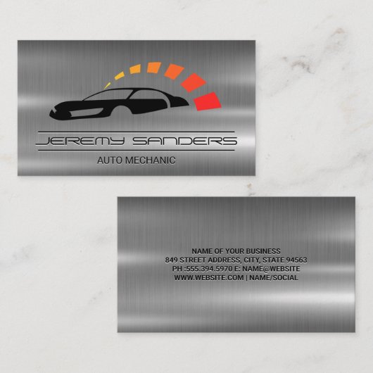 Mechanisch | Metaal | Auto-service Logo Visitekaartje (Voorkant / Achterkant)