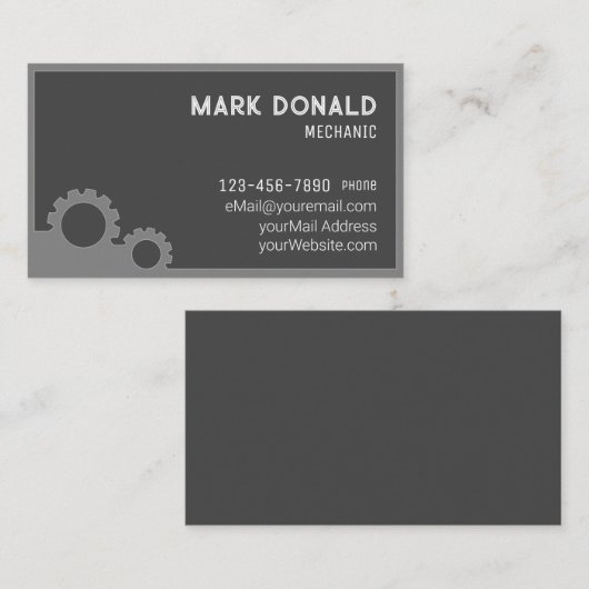 Mechanisch Modern Custom Visitekaartje (Voorkant / Achterkant)