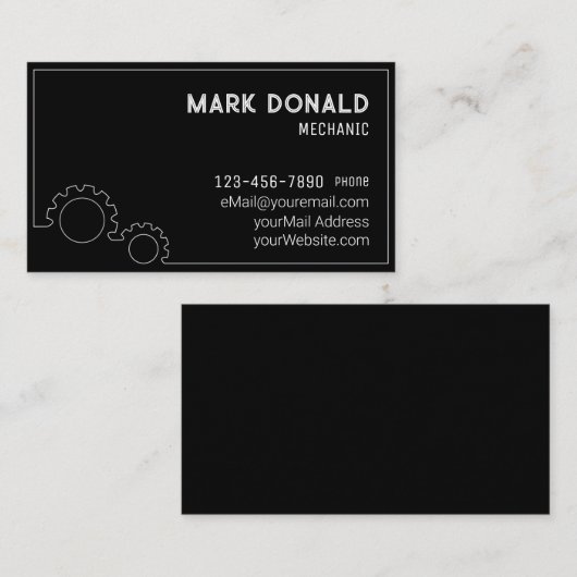 Mechanisch Modern Custom Visitekaartje (Voorkant / Achterkant)