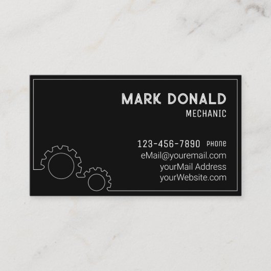 Mechanisch Modern Custom Visitekaartje (Voorkant)