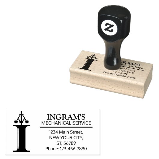 mechanisch monogram. Initiaal "I" Rubberstempel (Gestempeld)