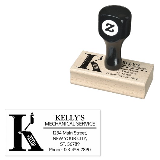 mechanisch monogram. Initiaal "K" Rubberstempel (Gestempeld)