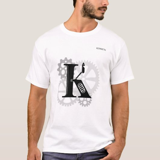 mechanisch monogram. Initiaal "K" T-shirt (Voorkant)