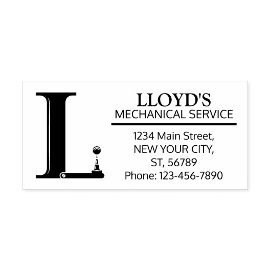 mechanisch monogram. Initiaal "L" Rubberstempel (Afrduk)