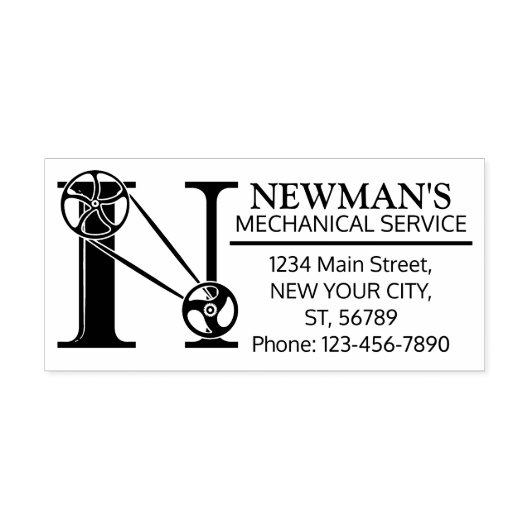  mechanisch monogram. Initiaal "N" Rubberstempel (Afrduk)