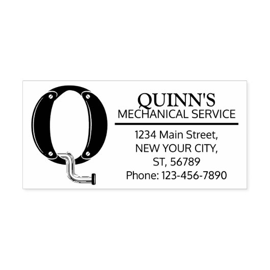  mechanisch monogram. Initiaal "Q" Rubberstempel (Afrduk)